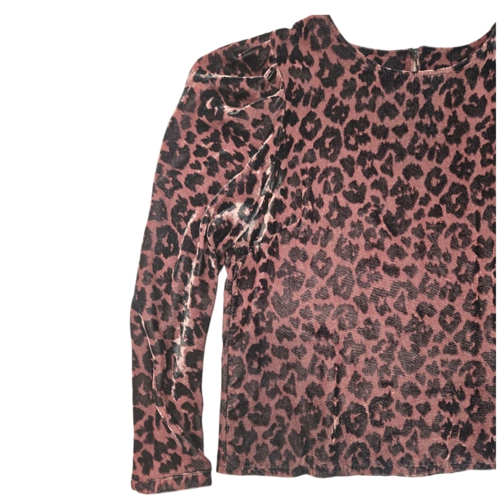 Anthropologie Dolan Charley Leopard Print Velvet Top Petite Large - Picture 9 of 16